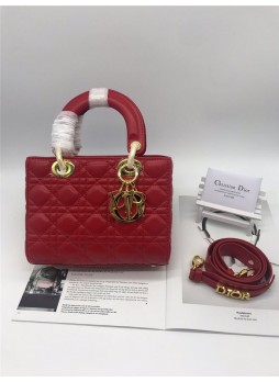 SMALL LADY Di.or MY ABCDi.or BAG Cannage Lambskin Red Gold Hardware Mid